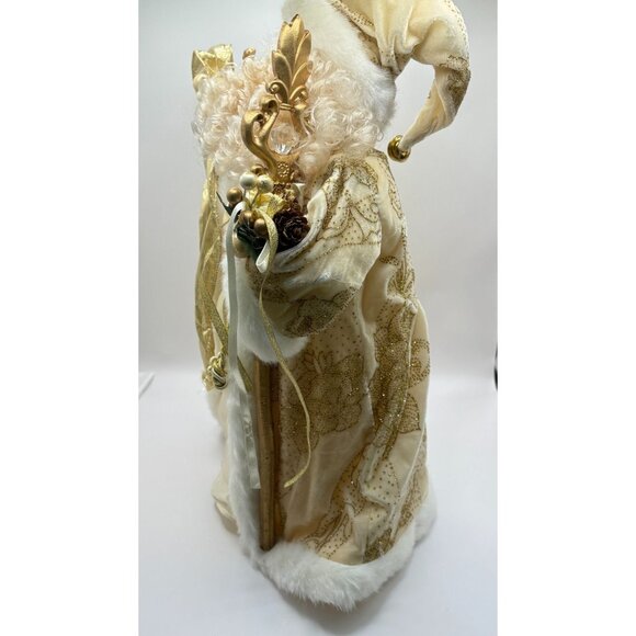 Victorian Santa Claus Tree Topper 17" Vintage Gold Trim Robe Centerpiece - Picture 5 of 9